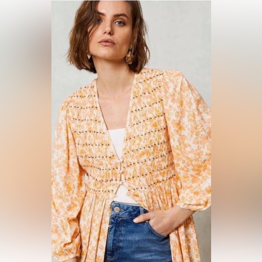 Free People Kadence Robe Beaded Dusted Kimono